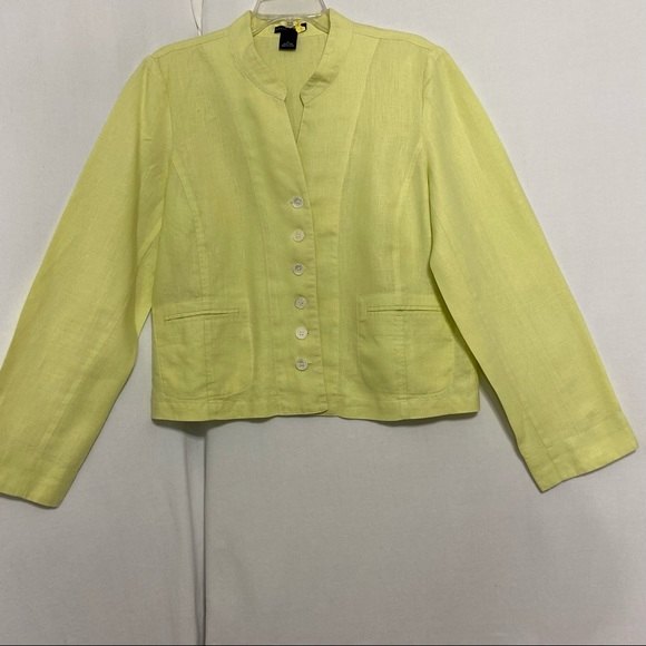 Madison Studios Jackets & Blazers - Madison Studios Pale Yellow Green Blazer Jacket Over Shirt size 14